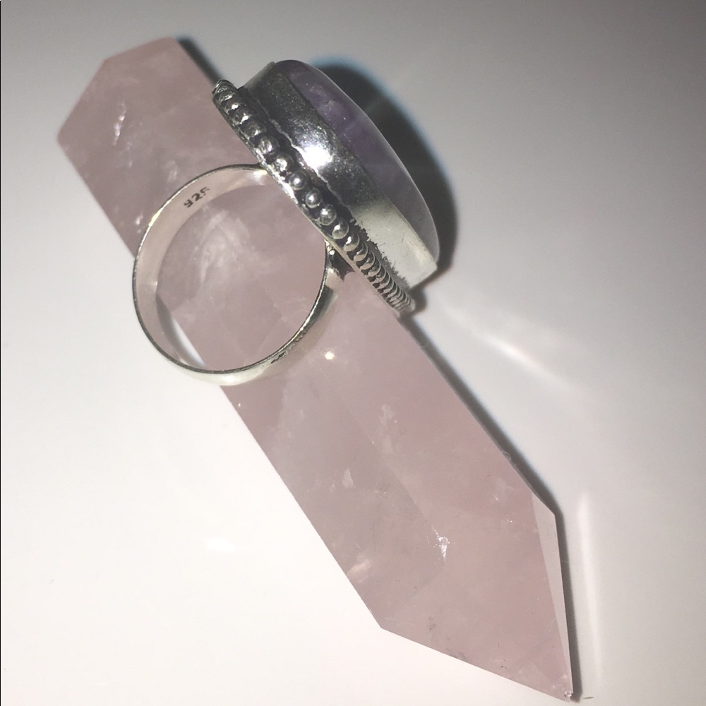 LACE AMETHYST/WHITE TOPAZ STERLING SILVER RING 💍 - Picture 6 of 8